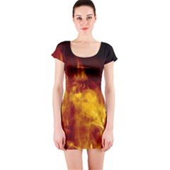 Ablaze Abstract Afire Aflame Blaze Short Sleeve Bodycon Dress