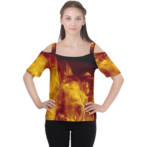 Ablaze Abstract Afire Aflame Blaze Women s Cutout Shoulder Tee by Amaryn4rt