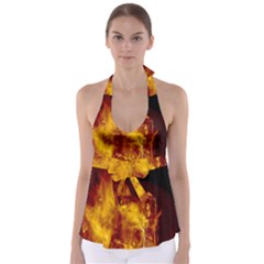 Ablaze Abstract Afire Aflame Blaze Babydoll Tankini Top