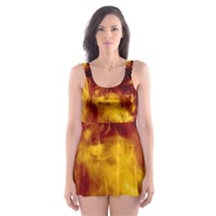 Ablaze Abstract Afire Aflame Blaze Skater Dress Swimsuit by Amaryn4rt