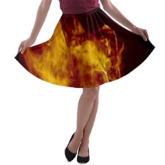 Ablaze Abstract Afire Aflame Blaze A-line Skater Skirt by Amaryn4rt