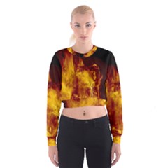 Ablaze Abstract Afire Aflame Blaze Women s Cropped Sweatshirt by Amaryn4rt