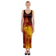 Ablaze Abstract Afire Aflame Blaze Fitted Maxi Dress