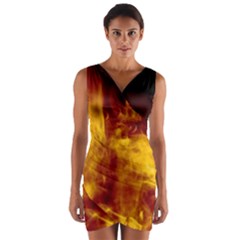 Ablaze Abstract Afire Aflame Blaze Wrap Front Bodycon Dress