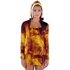 Ablaze Abstract Afire Aflame Blaze Women s Long Sleeve Hooded T-shirt by Amaryn4rt