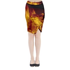 Ablaze Abstract Afire Aflame Blaze Midi Wrap Pencil Skirt