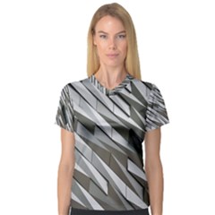 Abstract Background Geometry Block Women s V-neck Sport Mesh Tee