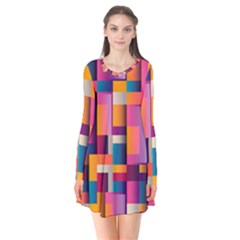 Abstract Background Geometry Blocks Flare Dress