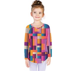 Abstract Background Geometry Blocks Kids  Long Sleeve Tee