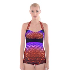 Abstract Ball Colorful Colors Boyleg Halter Swimsuit 