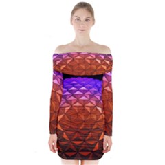 Abstract Ball Colorful Colors Long Sleeve Off Shoulder Dress