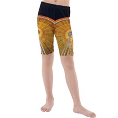 Abstract Blur Bright Circular Kids  Mid Length Swim Shorts