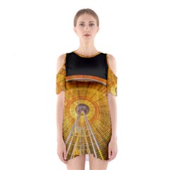 Abstract Blur Bright Circular Shoulder Cutout One Piece