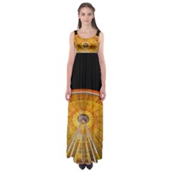 Abstract Blur Bright Circular Empire Waist Maxi Dress