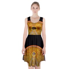 Abstract Blur Bright Circular Racerback Midi Dress