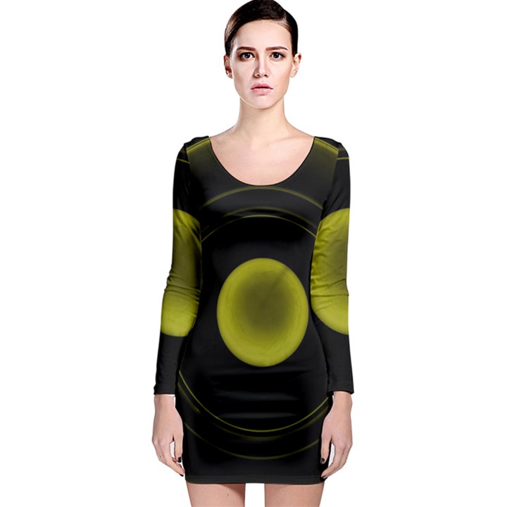 Abstract Futuristic Lights Dream Long Sleeve Bodycon Dress