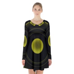 Abstract Futuristic Lights Dream Long Sleeve Velvet V-neck Dress