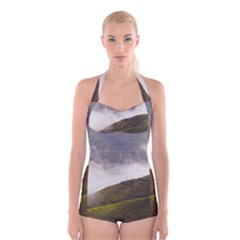 Agriculture Clouds Cropland Boyleg Halter Swimsuit 