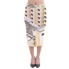 Apartments Architecture Building Velvet Midi Pencil Skirt