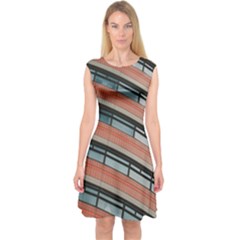 Architecture Building Glass Pattern Capsleeve Midi Dress