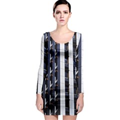 Architecture Building Pattern Long Sleeve Bodycon Dress