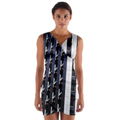 Architecture Building Pattern Wrap Front Bodycon Dress