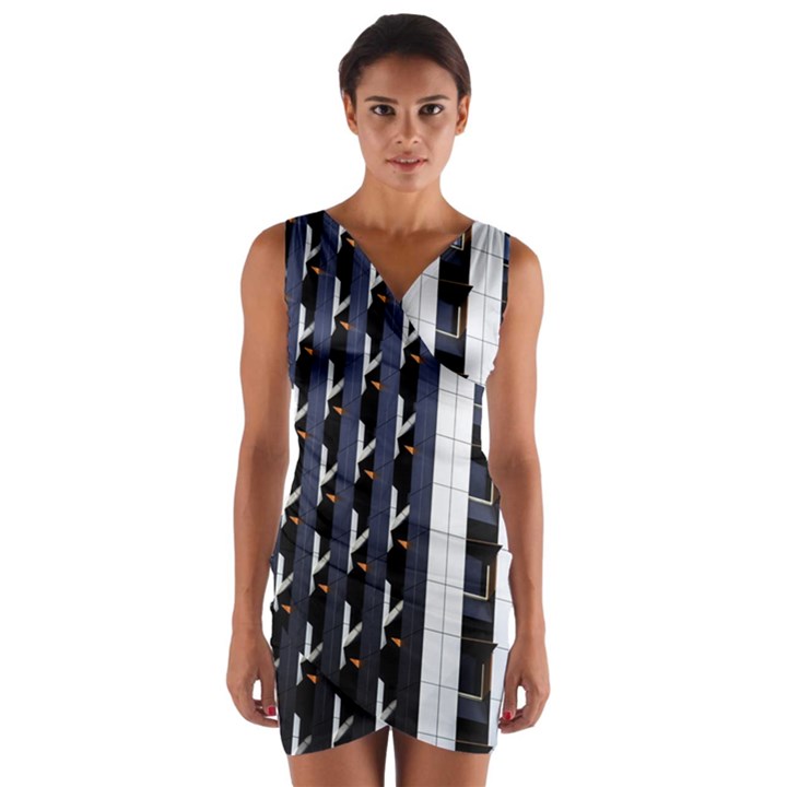 Architecture Building Pattern Wrap Front Bodycon Dress