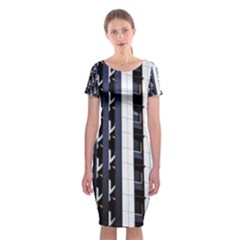 Architecture Building Pattern Classic Short Sleeve Midi Dress