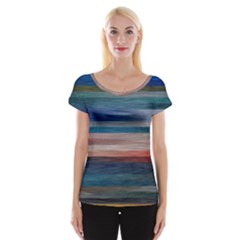 Background Horizontal Lines Women s Cap Sleeve Top