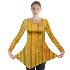 Background Wood Lath Board Fence Long Sleeve Tunic  by Amaryn4rt