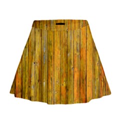 Background Wood Lath Board Fence Mini Flare Skirt