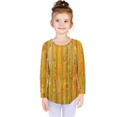 Background Wood Lath Board Fence Kids  Long Sleeve Tee