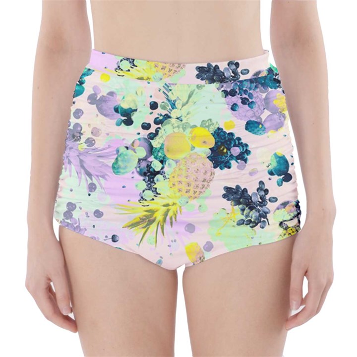 Colorful paint High-Waisted Bikini Bottoms