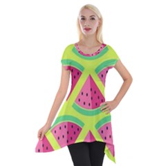 Lovely Watermelon Short Sleeve Side Drop Tunic by Brittlevirginclothing