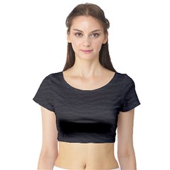 Black Pattern Sand Surface Texture Short Sleeve Crop Top (tight Fit)