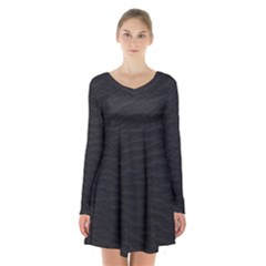 Black Pattern Sand Surface Texture Long Sleeve Velvet V-neck Dress by Amaryn4rt