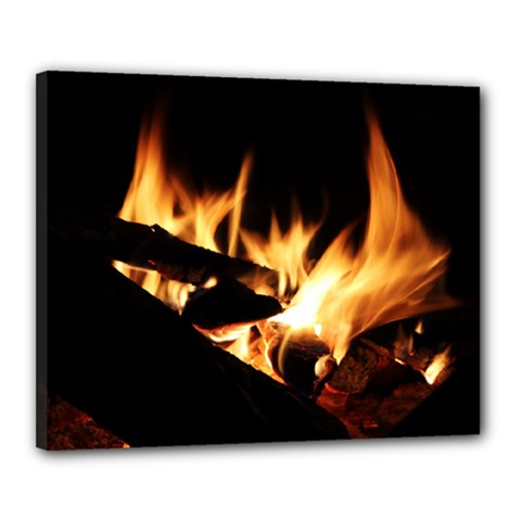 Bonfire Wood Night Hot Flame Heat Canvas 20  X 16 