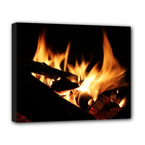 Bonfire Wood Night Hot Flame Heat Deluxe Canvas 20  X 16  