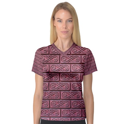 Brick Wall Brick Wall Women s V-neck Sport Mesh Tee by Amaryn4rt