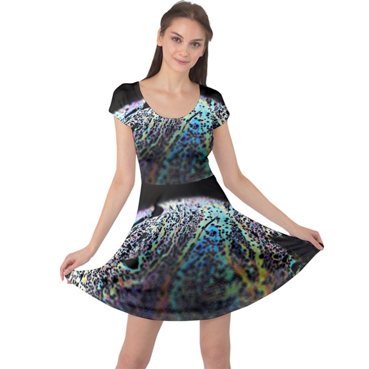 Bubble Iridescent Soap Bubble Cap Sleeve Dresses