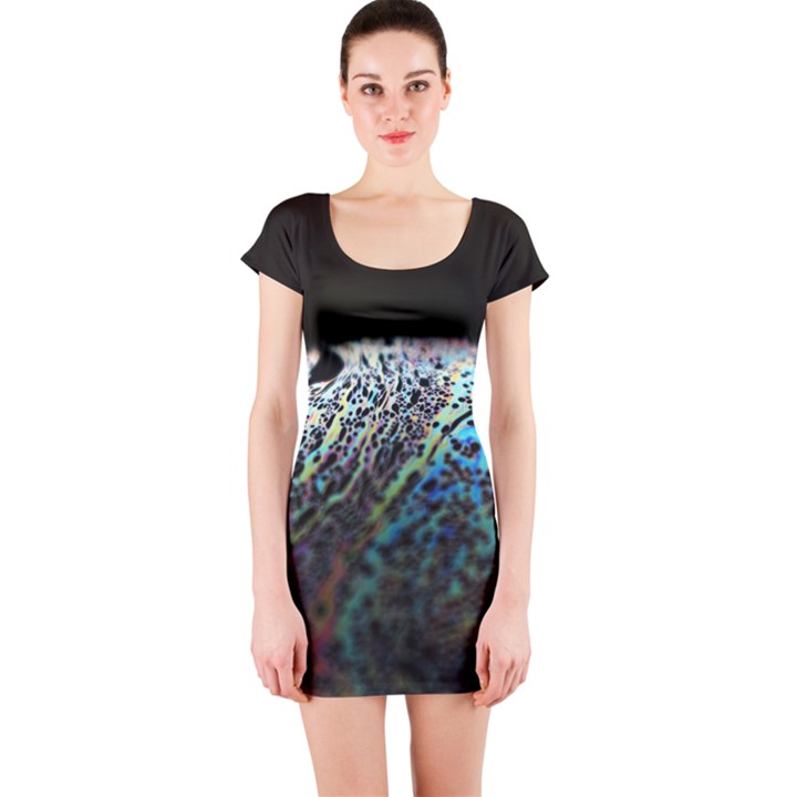 Bubble Iridescent Soap Bubble Short Sleeve Bodycon Dress