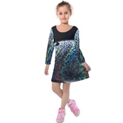 Bubble Iridescent Soap Bubble Kids  Long Sleeve Velvet Dress