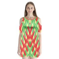 Christmas Geometric 3d Design Shoulder Cutout Velvet  One Piece