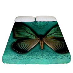 Butterfly Background Vintage Old Grunge Fitted Sheet (california King Size)