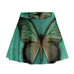 Butterfly Background Vintage Old Grunge Mini Flare Skirt