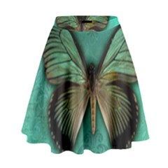 Butterfly Background Vintage Old Grunge High Waist Skirt