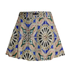 Ceramic Portugal Tiles Wall Mini Flare Skirt by Amaryn4rt