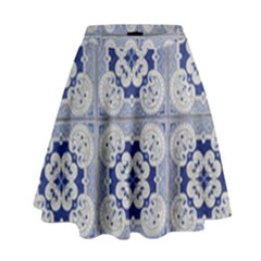 Ceramic Portugal Tiles Wall High Waist Skirt by Amaryn4rt