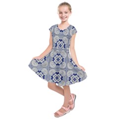 Ceramic Portugal Tiles Wall Kids  Short Sleeve Dress