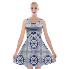 Ceramic Portugal Tiles Wall Velvet Skater Dress by Amaryn4rt